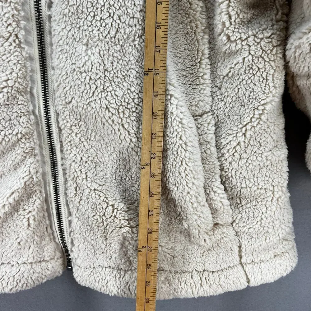 We The Free Sherpa Coat Woman's L Beige Raya Teddy Full Zip Preppy Winter Gear - Picture 9 of 10